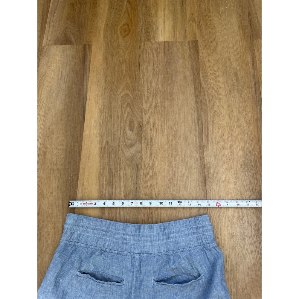 Athleta Cabo Linen Wide Leg Pant Blue Chambray Smocked Waist 8 casual coastal - Picture 6 of 7
